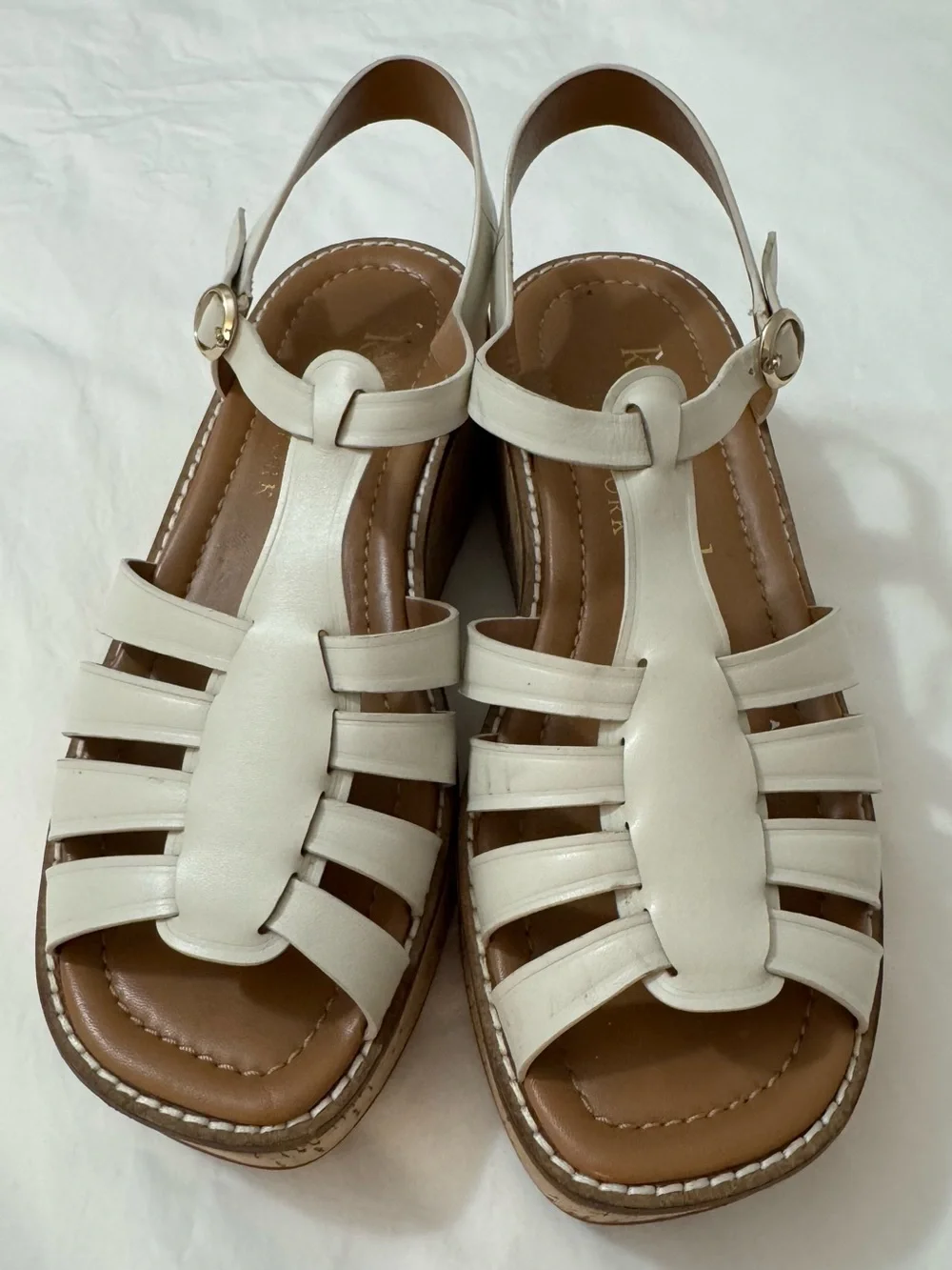 Kate Spade New York Mabel Platform Parchment Leather Sandals 7
